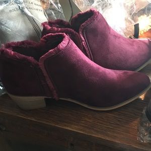 Ankle boots. Maroon wine color